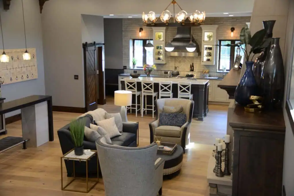 Inside view of an interior living room and kitchen the BAC design center