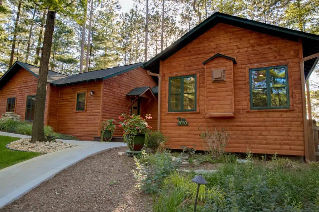 exterior of Lakemore Resort cabins